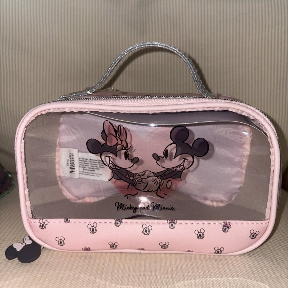 NWT Disney PRIMARK Pink Mickey Minnie Mouse Clear Makeup Cosmetic Bag